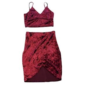 PAPAYA 2pc crop/skirt Maroon